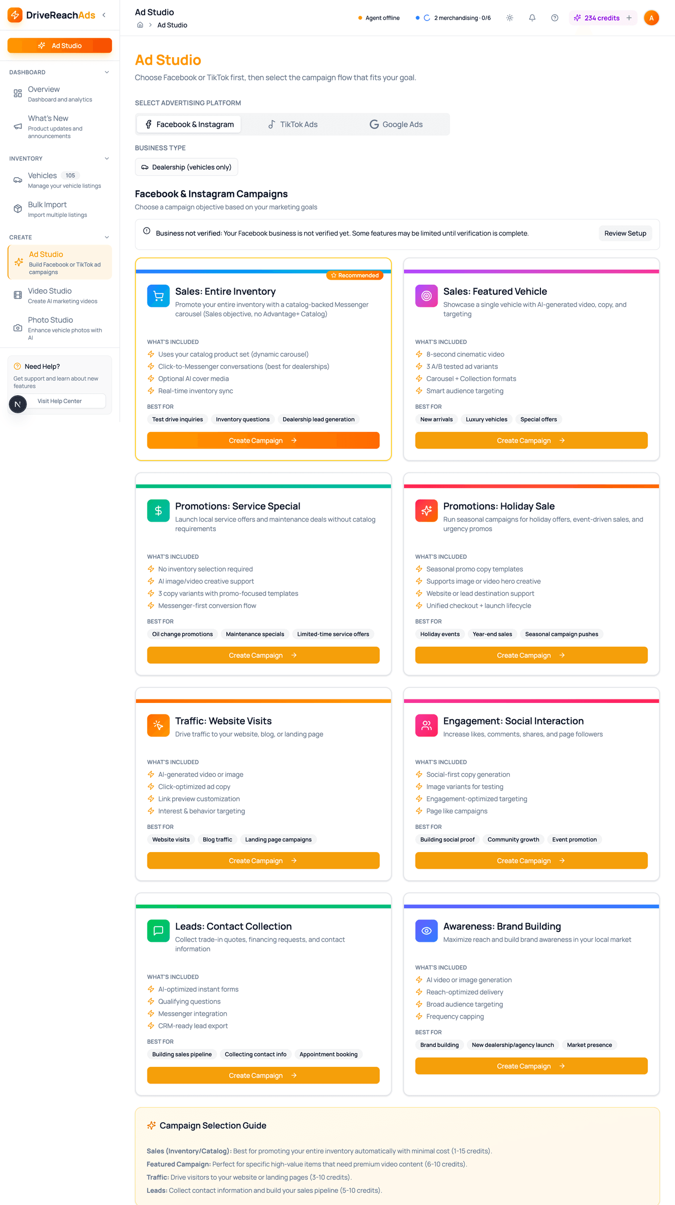 Block-based page builder for dealer sites — stack inventory, hero, and lead-capture blocks visually